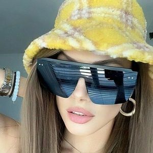 Black Flat Top Shield Sunglasses